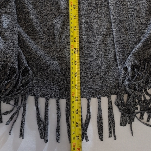 Style & Co Fringed Open-Front Sweater Cardigan Women's Size Small Grey/Black - Picture 8 of 8